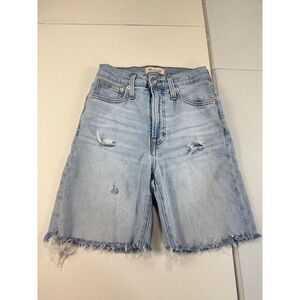 Madewell Perfect Vintage Denim Shorts Raw Hem Distressed Light Wash Size‎ 23